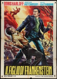 1b0853 SON OF FRANKENSTEIN Italian 1p R1963 completely different art of Boris Karloff as the monster!