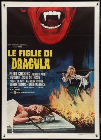 1b0868 TWINS OF EVIL Italian 1p 1972 different Enzo Nistri art of tortured girls & vampire fangs!