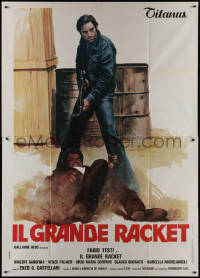 1b0887 BIG RACKET Italian 2p 1976 cool artwork of Fabio Testi shooting guy on ground!