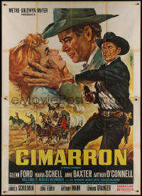 1b0898 CIMARRON Italian 2p R1968 directed by Anthony Mann, Glenn Ford, Maria Schell, Stefano art!