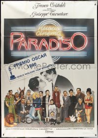 1b0899 CINEMA PARADISO Italian 2p 1989 different art of Philippe Noiret & cast by Sandro Cecchini!