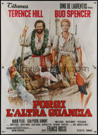 1b0974 TURN THE OTHER CHEEK Italian 2p R1970s Casaro art of Terence Hill & Bud Spencer in boat, rare!