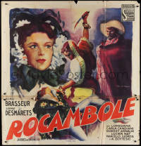 1b0982 ROCAMBOLE Italian 54x57 1948 great art of Pierre Brasseur & Sophie Desmarets, ultra rare!