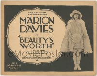 1b1766 BEAUTY'S WORTH TC 1922 simple Quaker girl Marion Davies dressed in fur outfit, ultra rare!