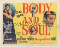 1b1772 BODY & SOUL TC 1947 art of boxer John Garfield, Lilli Palmer & Hazel Brooks, Robert Rossen!