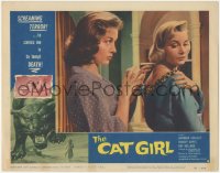 1b1941 CAT GIRL LC #6 1957 c/u of human-feline monster Barbara Shelley standing behind sexy blonde!