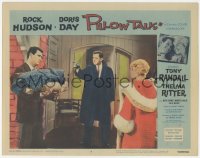 1b2021 PILLOW TALK LC #7 1959 Tony Randall betrween Doris Day Rock Hudson carrying firewood!