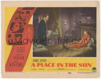 1b2024 PLACE IN THE SUN LC #2 1951 Montgomery Clift, looks at Shelley Winters sitting on bed!