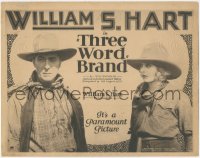 1b1901 THREE WORD BRAND TC 1921 great c/u of cowboy William S. Hart & pretty Jane Novak, ultra rare!