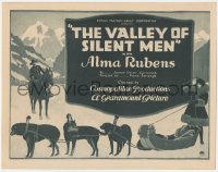 1b1908 VALLEY OF SILENT MEN TC 1922 art of Mountie Lew Cody on horse & Alma Rubens on dogsled, rare!