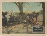 1b2076 WHISPERING SAGE LC 1927 cowboy Buck Jones beating up bad guy by horses & wagon on road!