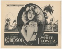 1b1916 WHITE FLOWER TC 1923 close portrait of pretty Betty Compson, who is a Hawaiian native, rare!