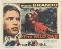 1b2080 WILD ONE LC 1953 biker Marlon Brando with Mary Murphy in his arms on ground by motorcycle!