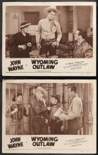 1b2187 WYOMING OUTLAW 2 LCs R1953 John Wayne, Crash Corrigan & Hatton as The Three Mesquiteers!