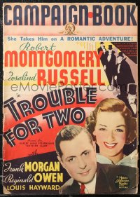 1b0082 TROUBLE FOR TWO pressbook 1936 Robert Montgomery, Rosalind Russell, Stevenson, very rare!