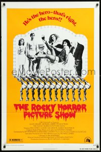 1b1366 ROCKY HORROR PICTURE SHOW style B 1sh 1975 Tim Curry is the hero, wacky cast portrait!