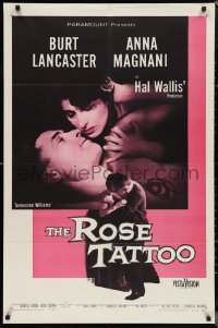 1b1369 ROSE TATTOO 1sh 1955 romantic Burt Lancaster, Anna Magnani, written by Tennessee Williams!
