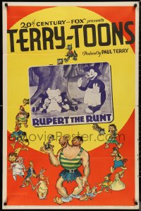 1b1371 RUPERT THE RUNT 1sh 1940's Paul Terry's Terry-Toons, cool inset image, ultra rare!