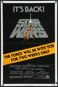 1b1395 STAR WARS NSS style 1sh R1981 George Lucas, The Force Will Be With You For Two Weeks Only!