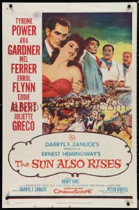1b1403 SUN ALSO RISES 1sh 1957 artwork of Tyrone Power, Ava Gardner, Mel Ferrer, Errol Flynn!