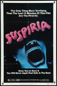 1b1408 SUSPIRIA 1sh 1977 classic Dario Argento horror, cool close up screaming mouth image!