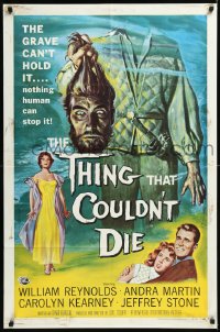 1b1421 THING THAT COULDN'T DIE 1sh 1958 great artwork of monster holding its own severed head!