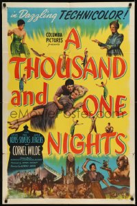1b1422 THOUSAND & ONE NIGHTS 1sh 1945 Evelyn Keyes, Cornel Wilde, Rex Ingram as the Genie!