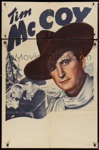 1b1423 TIM MCCOY 1sh 1940s art close-up of the Monogram cowboy star and choking bad guy!