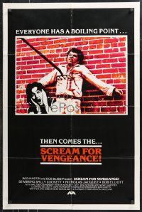 1b1432 VENGEANCE 1sh 1980 Bob Blizz, wild image of man stabbed through with pitch fork!