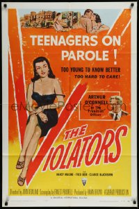 1b1434 VIOLATORS 1sh 1957 Reynold Brown art of sexy smoking bad girl teenager on parole!