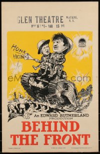 1b1468 BEHIND THE FRONT WC 1926 great art of WWI soldiers Wallace Beery & Raymond Hatton, rare!