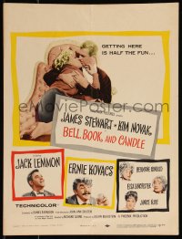 1b1469 BELL, BOOK & CANDLE WC 1958 James Stewart kissing witch Kim Novak, Jack Lemmon, Kovacs, rare!