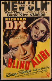 1b1476 BLIND ALIBI WC 1938 Richard Dix poses as blind man with pretty Whitney Bourne, Ciannelli!