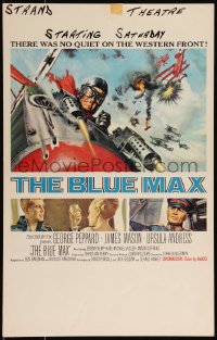 1b1478 BLUE MAX WC 1966 great Frank McCarthy art of WWI fighter pilot George Peppard in airplane!