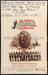 1b1484 BUTCH CASSIDY & THE SUNDANCE KID WC 1969 Paul Newman, Robert Redford, Katharine Ross!