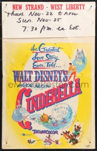 1b1494 CINDERELLA WC R1957 Disney's classic musical cartoon, the greatest love story ever told!