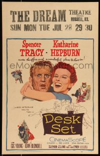 1b1512 DESK SET WC 1957 Spencer Tracy & Katharine Hepburn make the office a wonderful place, rare!
