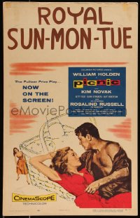 1b1664 PICNIC WC 1956 art of barechested William Holden & sexy long-haired Kim Novak, ultra rare!