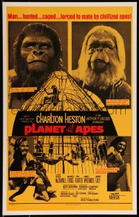 1b1666 PLANET OF THE APES Benton REPRO WC 1990s Charlton Heston, man caged & forced to mate by apes!