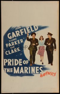 1b1669 PRIDE OF THE MARINES WC 1945 Eleanor Parker between blind veteran John Garfield & Dane Clark
