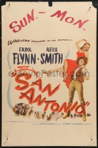 1b1683 SAN ANTONIO WC 1945 great full-length image of Alexis Smith on Errol Flynn's shoulder!