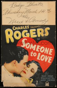 1b1698 SOMEONE TO LOVE WC 1928 romantic close up of Buddy Rogers & pretty Mary Brian, ultra rare!