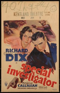 1b1704 SPECIAL INVESTIGATOR WC 1936 Richard Dix avenges his brother, from Erle Stanley Gardner book!