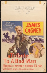 1b1732 TRIBUTE TO A BAD MAN WC 1956 great art of cowboy James Cagney, pretty Irene Papas!