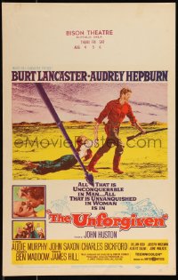 1b1734 UNFORGIVEN WC 1960 McCarthy & Cravath art of Burt Lancaster & Audrey Hepburn, John Huston