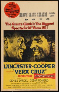 1b1739 VERA CRUZ WC 1955 best close up artwork of cowboys Gary Cooper & Burt Lancaster, very rare!