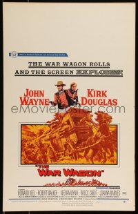 1b1742 WAR WAGON WC 1967 cowboys John Wayne & Kirk Douglas, western armored stagecoach artwork!