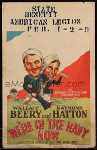 1b1745 WE'RE IN THE NAVY NOW WC 1926 great art of Wallace Beery & Raymond Hatton, very rare!