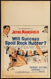 1b1753 WILL SUCCESS SPOIL ROCK HUNTER WC 1957 art of sexy Jayne Mansfield wearing only a sheet!