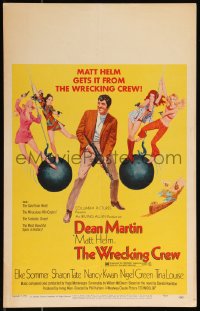 1b1756 WRECKING CREW WC 1969 McGinnis art of Dean Martin as Matt Helm with sexy spy babes, rare!